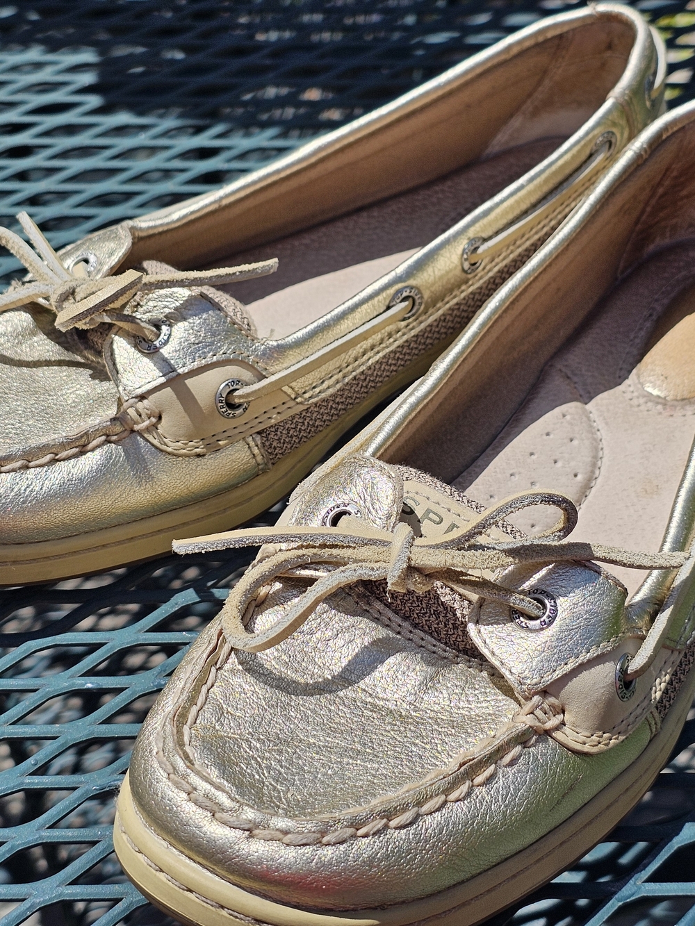 Sperry Metallic Gold Boat Loafers